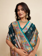 Vedant Vastram Soft Litchi Silk Paithani Jacquard Saree - Rama | Grocsy