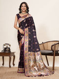 Vedant Vastram Soft Litchi Silk Paithani Jacquard Saree - Wine | Grocsy