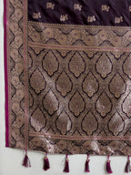 Vedant Vastram Soft Litchi SIlk Banarasi Silk Jacquard Saree - Wine | Grocsy