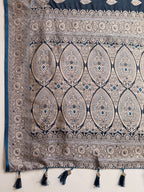 Vedant Vastram Soft Litchi SIlk Banarasi Silk Jacquard Saree - Navy Blue | Grocsy