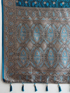 Vedant Vastram Soft Litchi SIlk Banarasi Silk Jacquard Saree - Firozi | Grocsy