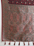 Vedant Vastram Soft Litchi SIlk Banarasi Silk Jacquard Saree - Maroon | Grocsy