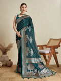Vedant Vastram Soft Litchi SIlk Banarasi Silk Jacquard Saree - Rama | Grocsy