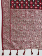 Vedant Vastram Soft Litchi SIlk Banarasi Silk Jacquard Saree - Maroon | Grocsy