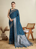 Vedant Vastram Soft Litchi SIlk Banarasi Silk Jacquard Saree - Rama | Grocsy