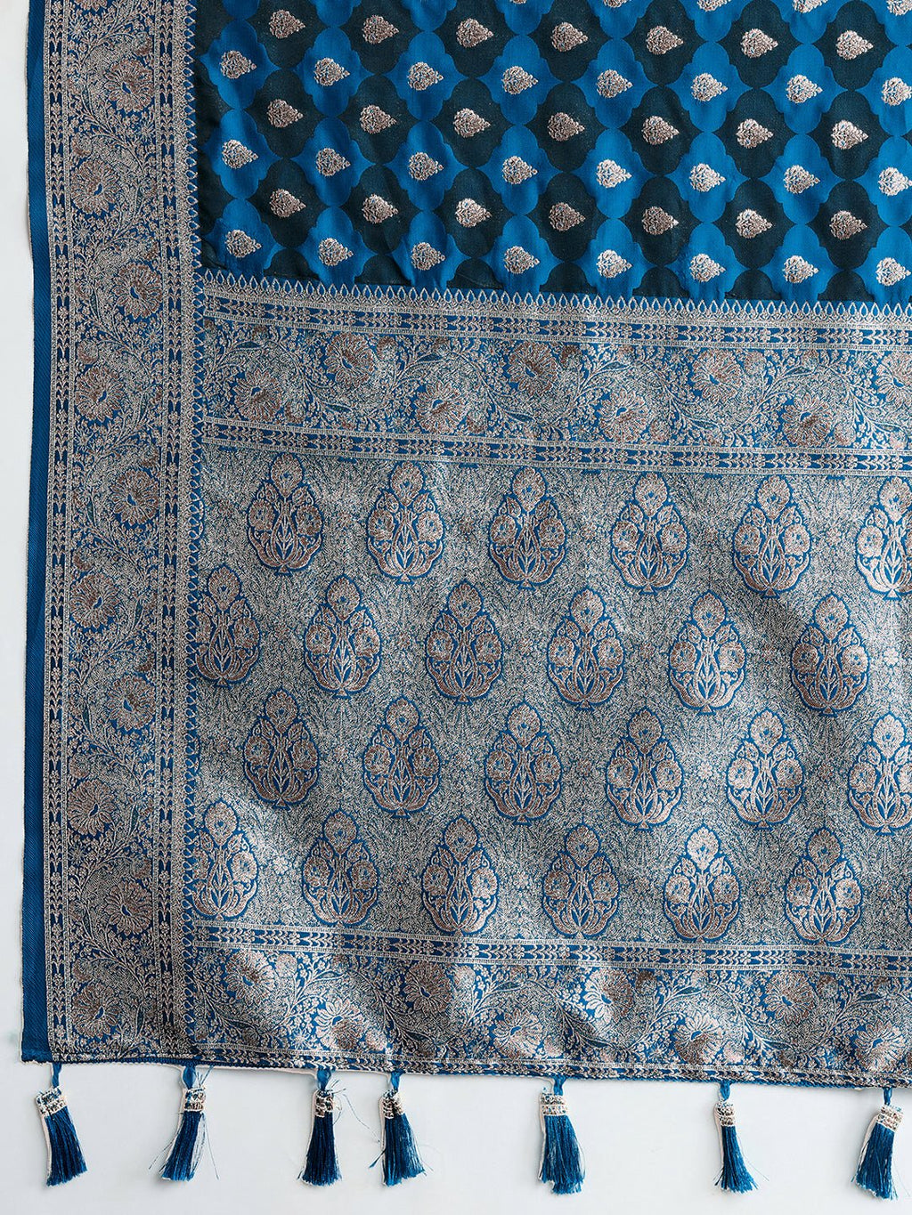 Vedant Vastram Soft Litchi SIlk Banarasi Silk Jacquard Saree - Rama | Grocsy