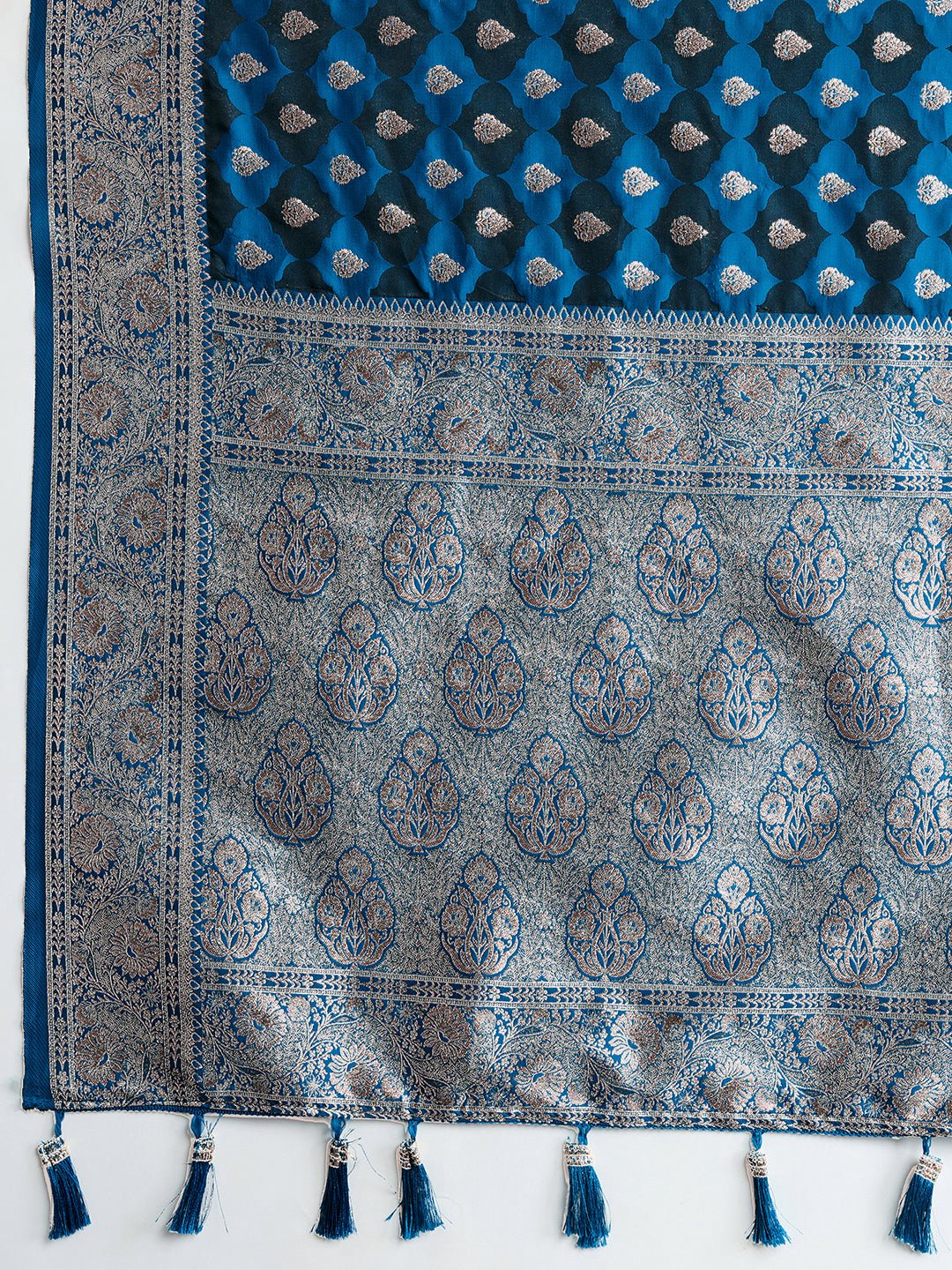 Vedant Vastram Soft Litchi SIlk Banarasi Silk Jacquard Saree - Rama | Grocsy