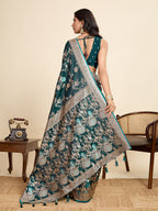 Vedant Vastram Soft Litchi Silk Paithani Jacquard Saree - Rama | Grocsy