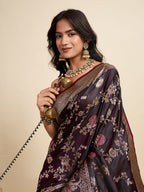Vedant Vastram Soft Litchi Silk Paithani Jacquard Saree - Wine | Grocsy