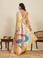 Vedant Vastram Cotton Silk Paithani Jacquard Saree - Yellow | Grocsy