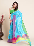 Vedant Vastram Soft Art Silk Silk Jacquard Fancy Saree - Firozi | Grocsy