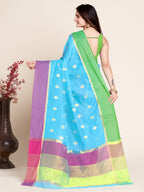 Vedant Vastram Soft Art Silk Silk Jacquard Fancy Saree - Firozi | Grocsy