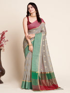 Vedant Vastram Soft Art Silk Silk Jacquard Fancy Saree - Grey | Grocsy