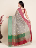 Vedant Vastram Soft Art Silk Silk Jacquard Fancy Saree - Grey | Grocsy