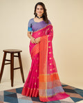 Vedant Vastram Soft Art Silk Silk Jacquard Fancy Saree - Pink | Grocsy