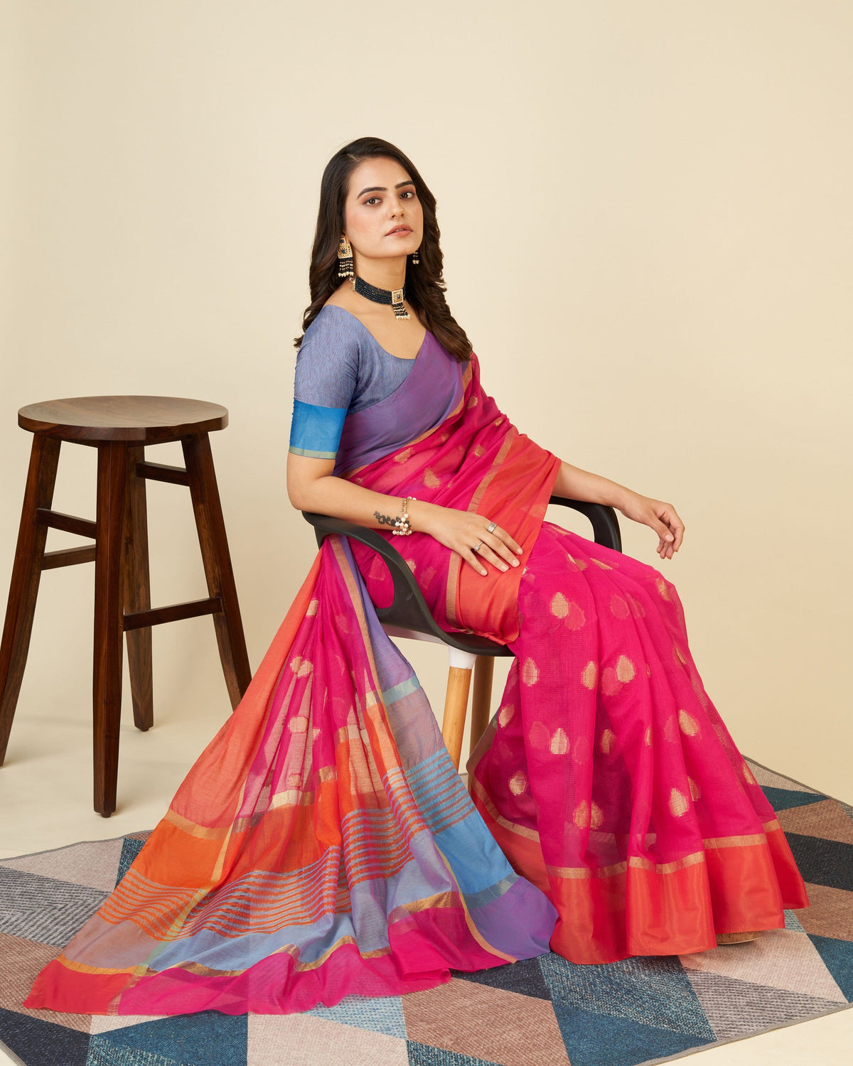 Vedant Vastram Soft Art Silk Silk Jacquard Fancy Saree - Pink | Grocsy