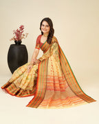 Vedant Vastram Soft Art Silk Silk Jacquard Fancy Saree - Mustard | Grocsy