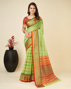 Vedant Vastram Soft Art Silk Silk Jacquard Fancy Saree - Parrot | Grocsy