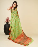 Vedant Vastram Soft Art Silk Silk Jacquard Fancy Saree - Parrot | Grocsy