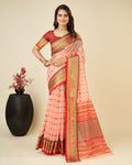 Vedant Vastram Soft Art Silk Silk Jacquard Fancy Saree - Peach | Grocsy