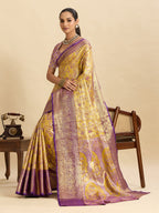 Vedant Vastram Soft Litchi Silk Banarasi Silk Jacquard Saree - Lavender | Grocsy