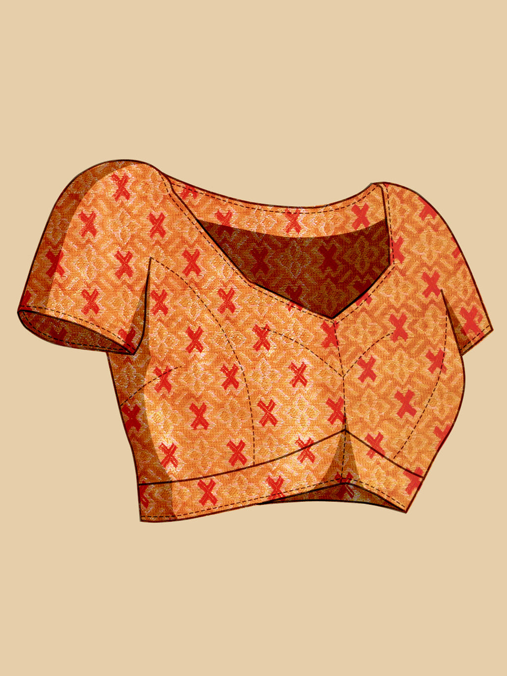 Vedant Vastram Soft Litchi Silk Banarasi Silk Jacquard Saree - Orange | Grocsy
