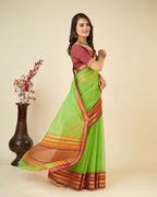 Vedant Vastram Cotton Silk Silk Jacquard Fancy Saree - Parrot | Grocsy