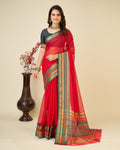 Vedant Vastram Cotton Silk Silk Jacquard Fancy Saree - Red | Grocsy