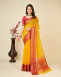Vedant Vastram Cotton Silk Silk Jacquard Fancy Saree - Yellow | Grocsy