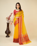 Vedant Vastram Cotton Silk Silk Jacquard Fancy Saree - Yellow | Grocsy