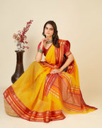 Vedant Vastram Cotton Silk Silk Jacquard Fancy Saree - Yellow | Grocsy