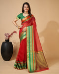 Vedant Vastram Cotton Silk Silk Jacquard Fancy Saree - Maroon | Grocsy