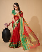 Vedant Vastram Cotton Silk Silk Jacquard Fancy Saree - Maroon | Grocsy