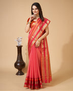 Vedant Vastram Cotton Silk Silk Jacquard Fancy Saree - Pink | Grocsy