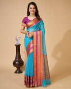 Vedant Vastram Cotton Silk Silk Jacquard Fancy Saree - Rama | Grocsy