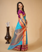 Vedant Vastram Cotton Silk Silk Jacquard Fancy Saree - Rama | Grocsy