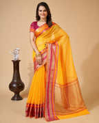 Vedant Vastram Cotton Silk Silk Jacquard Fancy Saree - Yellow | Grocsy