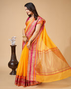 Vedant Vastram Cotton Silk Silk Jacquard Fancy Saree - Yellow | Grocsy
