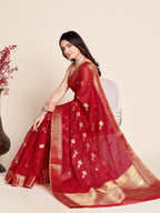 Vedant Vastram Cotton Silk Silk Jacquard Fancy Saree - Red | Grocsy