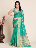 Vedant Vastram Cotton Silk Silk Jacquard Fancy Saree - Seegreen | Grocsy