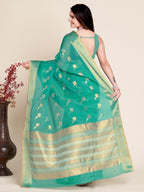 Vedant Vastram Cotton Silk Silk Jacquard Fancy Saree - Seegreen | Grocsy
