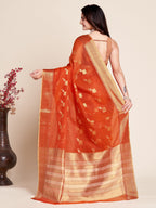 Vedant Vastram Cotton Silk Silk Jacquard Fancy Saree - Tomato | Grocsy
