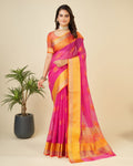 Vedant Vastram Cotton Silk Silk Jacquard Fancy Saree - Pink | Grocsy