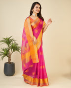 Vedant Vastram Cotton Silk Silk Jacquard Fancy Saree - Pink | Grocsy