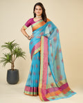 Vedant Vastram Cotton Silk Silk Jacquard Fancy Saree - Rama | Grocsy