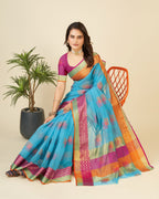 Vedant Vastram Cotton Silk Silk Jacquard Fancy Saree - Rama | Grocsy