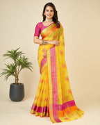 Vedant Vastram Cotton Silk Silk Jacquard Fancy Saree - Yellow | Grocsy