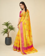 Vedant Vastram Cotton Silk Silk Jacquard Fancy Saree - Yellow | Grocsy