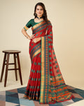 Vedant Vastram Cotton Silk Silk Jacquard Fancy Saree - Maroon | Grocsy