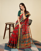 Vedant Vastram Cotton Silk Silk Jacquard Fancy Saree - Maroon | Grocsy